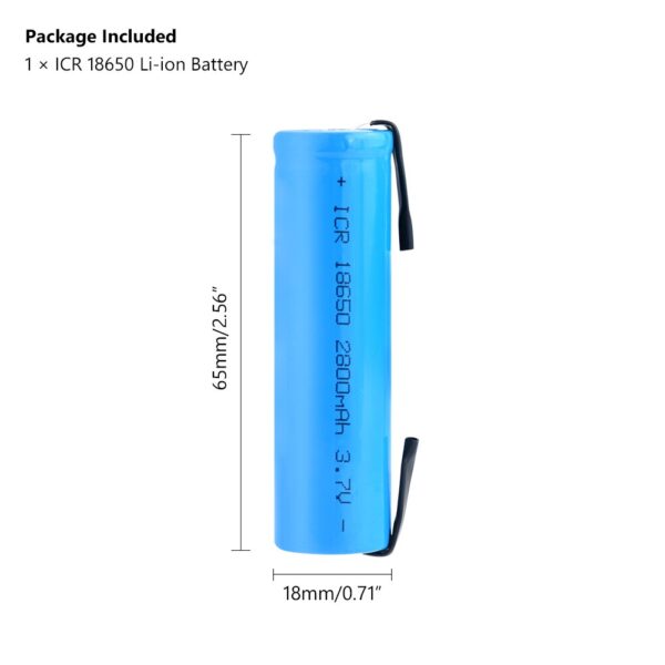 https://hvacproducts.co.uk - Battery 2800mAh ICR 18650 3.7V Li-ion Rechargeable Battery With Soldering Tabs